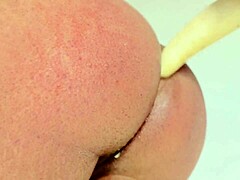 Misslili's big round beautiful ass takes a huge dildo deep in asshole.