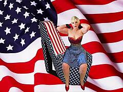 Granny from America licks and rides for patriotic cum. Creampie finish with mature milf in missionary!