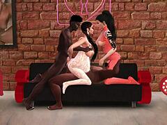 Can you believe it? Preggo milf Kate, Ina, and Chunga share huge cocks!