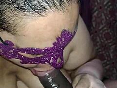 Hey, watch this mature Latina with huge saggy tits giving a wild blowjob and handjob until she swallows everything