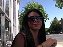 Cassandra Cruz eagerly wraps her warm Latina lips around a massive throbbing cock before receiving a sticky facial cumshot