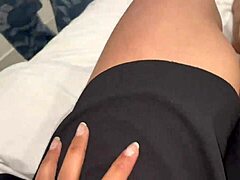 Big ass hostel girl alone in her room explores wild dorm fetishes with oiled body and curly hair