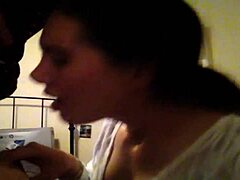 gorgeous brunette sabrina sinclair gives a deepthroat blowjob with gagging. she takes it rough in homemade amateur action.