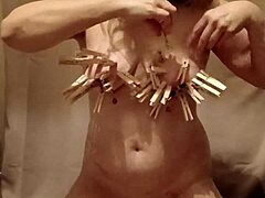 French Slave Self-Session With Clamps And Belt In 2024 Outdoor Bondage Setup