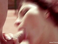 subtle redhead wife tasting a fresh cumshot from her mature husband in amateur handjob