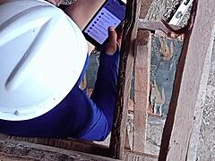 Company Nurse And Construction Worker Enjoy Playtime At The Site