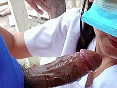 Company Nurse And Construction Worker Enjoy Playtime At The Site
