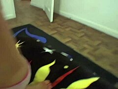 Brittney Blew strips off stockings and lingerie to finger her shaved asshole without condoms