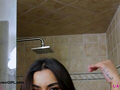 i watched this stunning bronze skin model showering her petite body