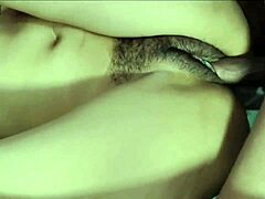Brunette babe begs for hard fucking from big fat dick in oiled close-up domination