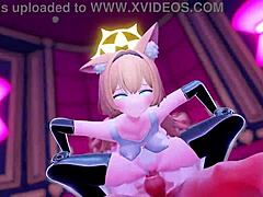 Marie and Hana race queen in anime hentai action