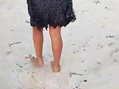 latina amateur shows natural tits and ass in mexican beach lingerie outdoors