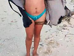 latina amateur shows natural tits and ass in mexican beach lingerie outdoors