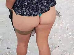 latina amateur shows natural tits and ass in mexican beach lingerie outdoors