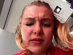 quick risky encounter in a public changing room with a curvy teen