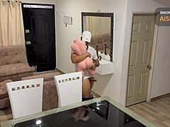 Oh man, I-I got this super hot Latina making the delivery guy try that Monica Moments doll, then she takes him balls deep in her tight ass while hubby's out - Aisha and Juan