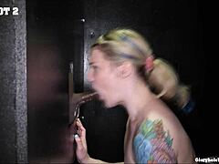ray ray takes that big cock as deep as possible with blowjob fucking cumshot and swallowing at gloryhole