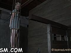 Wild Blonde Babe Bound in BDSM with Sexy Jugs and Blowjob Toy Play