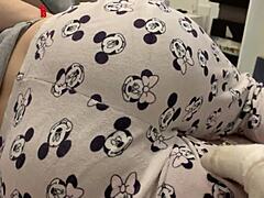 hey, why don't you fuck my horny pregnant wife like this, pounding her teen pussy and feet close-up?