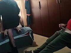 can my stepdad and his friend both fuck me hard in bedroom at once