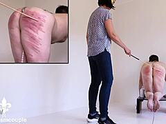 Hey, ready for part 2 of this intense caning session with the huge cock slut getting punished?