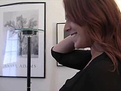 You see Alisha Adams the redhead with big natural tits giving handjob and cumshot in office.
