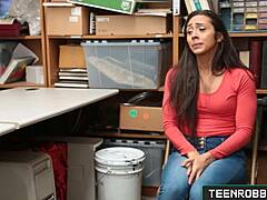 hard doggystyle pounding with cute shy teen 18+ shoplifter lilly hall! is this naughty submissive girl cheating in the office?