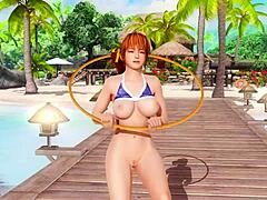 kasumi teases nude on the beach with close-up views of her big ass in an erotic display