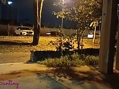 Watch This Big-Ass Hottie Jerk Off A Huge Cock In The Square!