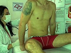 Brazilian nurse gets aroused by patient erection and licks his big cock in hospital