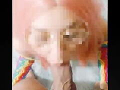 Skinny Mexican Gets Cum Facial in Fishnets After Spreading for Cumshot