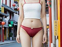 i feel so drawn to these cute chinese lingerie models showing off panties and barefoot style
