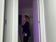 emotional display of latina's big butt in super tight leggings
