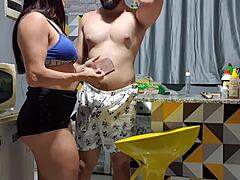 That neighbor catches me flashing in the kitchen for some subtle milf anal teasing action