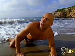 What if a stranded guy with a huge cock rams sexy teen angell hard in her tight ass on the beach?