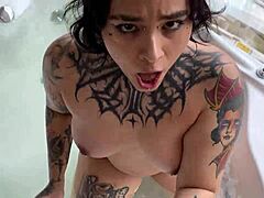i love how this big ass whore sucks cock in jacuzzi with tattoo body