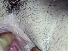 Cameltoe massage on amateur milf wife pussy