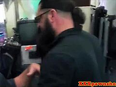 Pawnshop Lady Starts with Amateur Blowjob on Cock Before Bent Over Doggystyle Close-Up