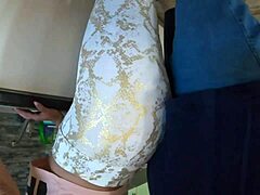 Oh man, this milf stepmom is cheating on her husband with huge cum loads in stockings and leggings while slapping that big ass