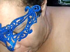 Huge saggy tits latina takes cumshot after deepthroat blowjob and hairy pussy fucking