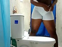 Why is my amateur camera catching the fat maid with her huge ass in my bathroom like this?
