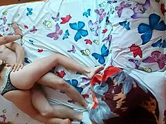 Teen Couple Enjoys Passionate Lovemaking In Top View
