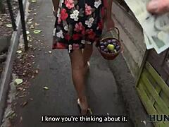 hunt4k red riding hood is good in sucking big cocks and riding them outdoors with cuckold watching