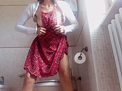 dude, check this amateur brunette farting topless on the toilet hidden cam 😂