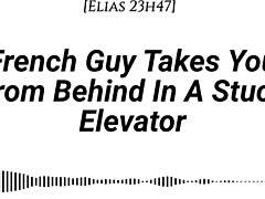 French Guy Grabs You From Behind In Stuck Elevator With Emotional Kissing, Slow Rubbing, And Dirty Talk Whispers.
