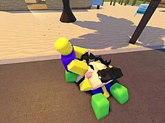emma takes on three guys in rough gangbang with blowjobs and doggystyle pounding on roblox whorblox street