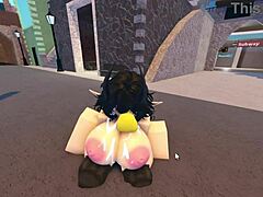 emma takes on three guys in rough gangbang with blowjobs and doggystyle pounding on roblox whorblox street