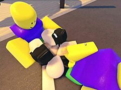 emma takes on three guys in rough gangbang with blowjobs and doggystyle pounding on roblox whorblox street