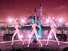 So hatsune miku rin and luka are rocking that full nude bunny costume mod in project diva