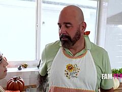 Pervy Pumpkins Perverted Step Papa Fucks Petite Not Daughter Violet Gems in Kitchen